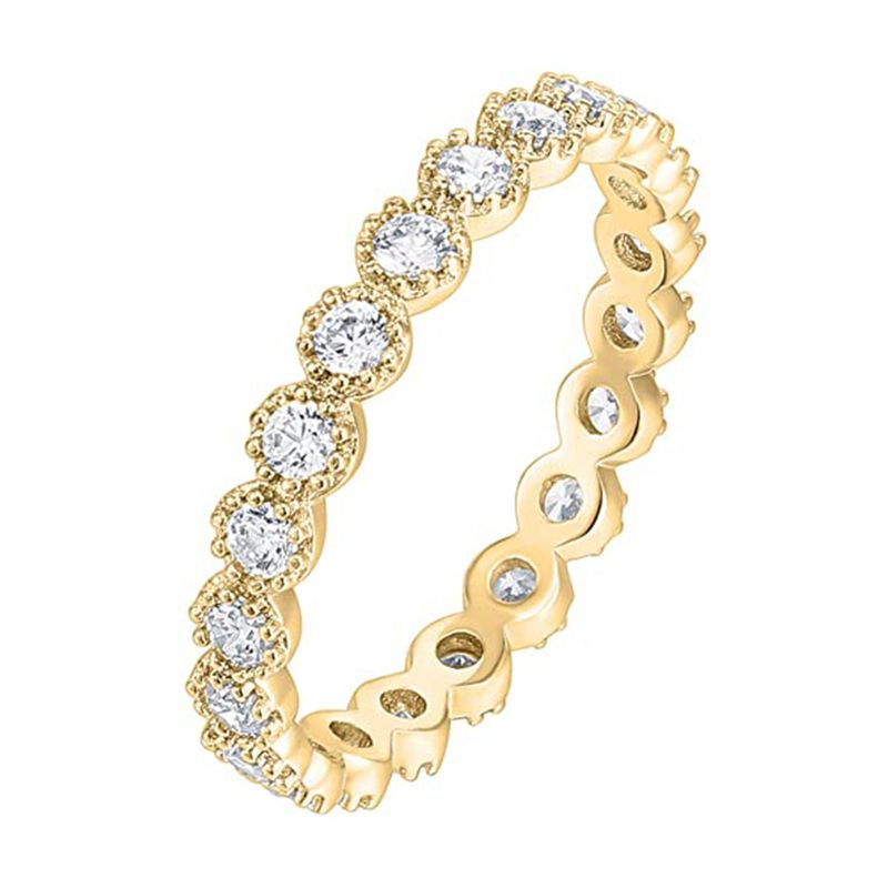 Grenz Überschreiten Der Zirkon Gestapelter Ring Mit Echtem Vergoldetem Mode-ring Für Neues Produkt