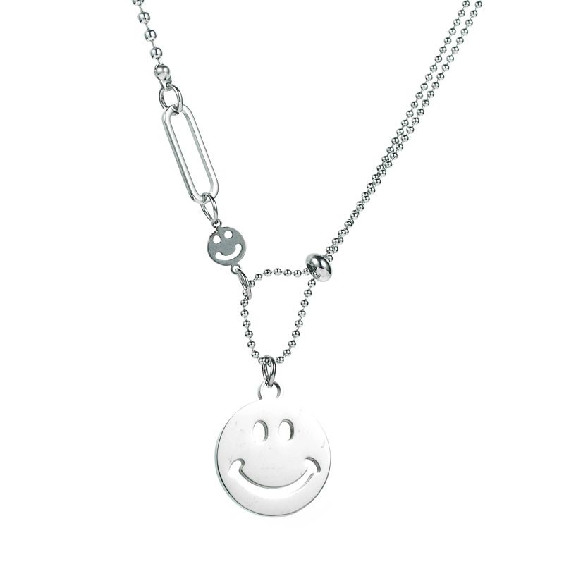 New Smiley Face Expression Titanium Steel Pendant Necklace Fashion Trend Clavicle Chain