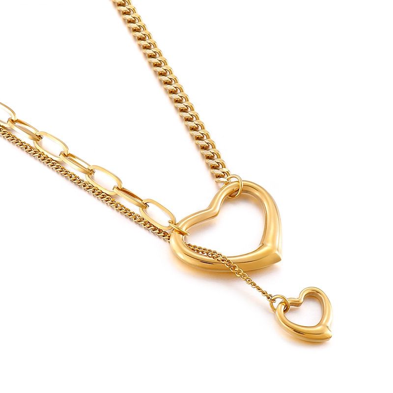 Titan Stahl 18 Karat Vergoldet Mode Überzug Herz Halskette