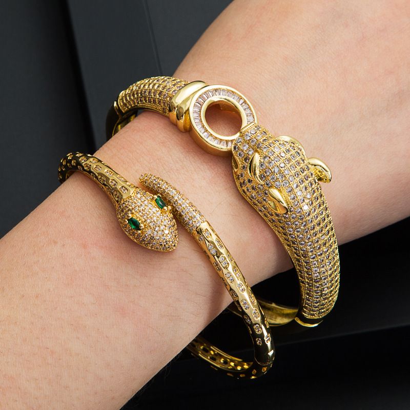 Fashion Creative Panther Head Snake Head Copper Bracelet