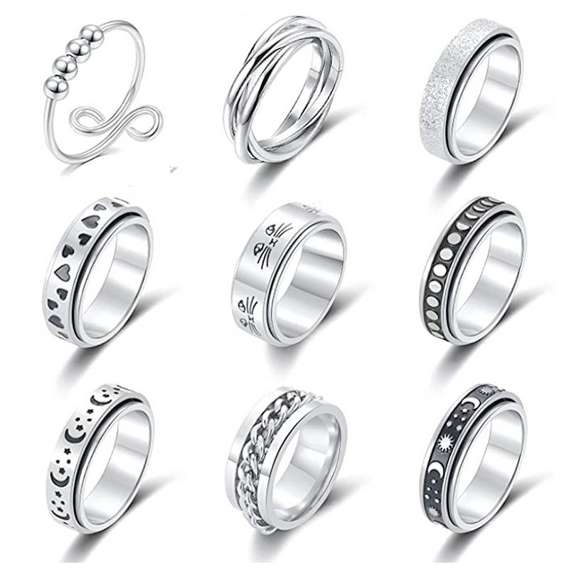 Sources Wholesale Xingyue Couple Ring Double-layer Rotating Dynamic Decompression Anti-anxiety Pressure Titanium Steel Ring
