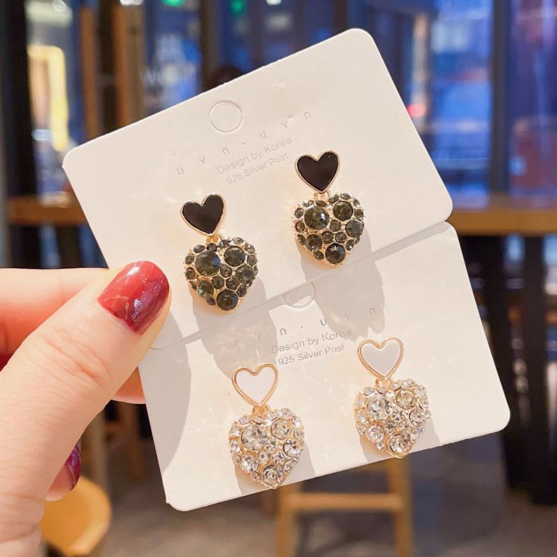 New Autumn Heart Full Diamond Earrings Female Fashion Personality Earrings Wholesale