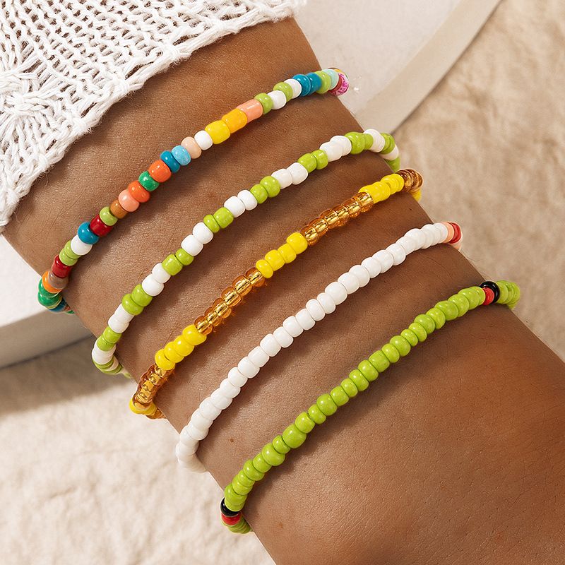 Ethnic Style Multi-layer Bracelet Bohemian Style Hit Color Beads Color Bracelet 5 Piece Set