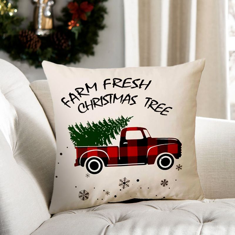 Classic Christmas Car Tree Printed Pillowcase