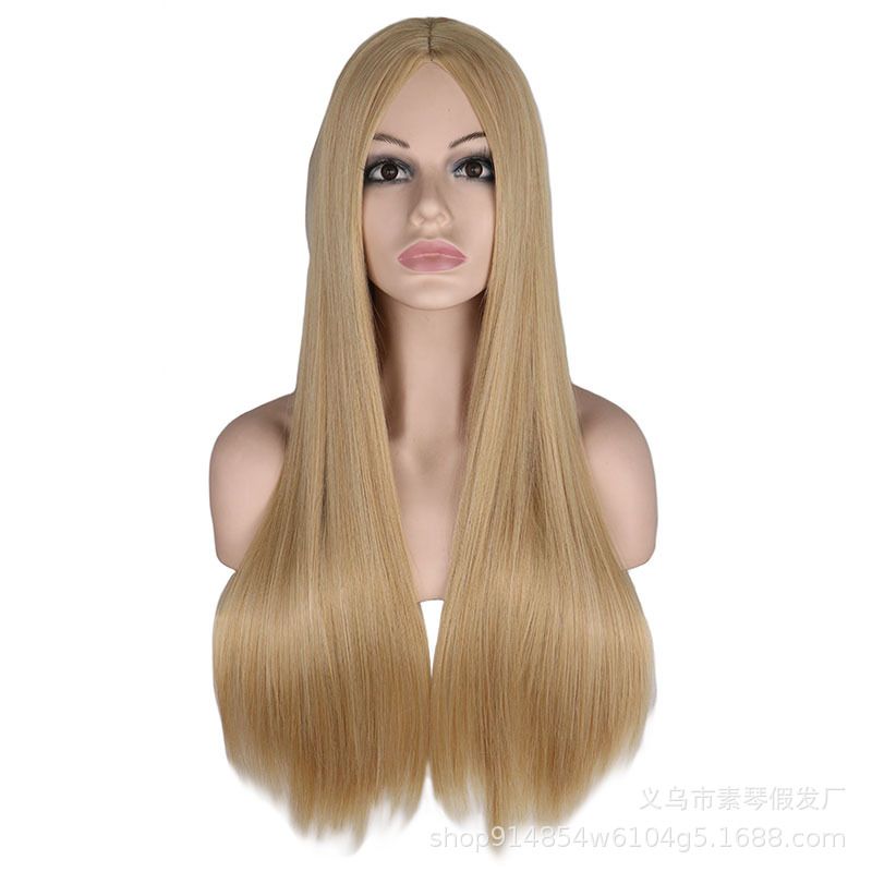 Fashion Mid-point Scalp Mixed Long Straight Hair Anime Wig Stage Performance Cos Wig