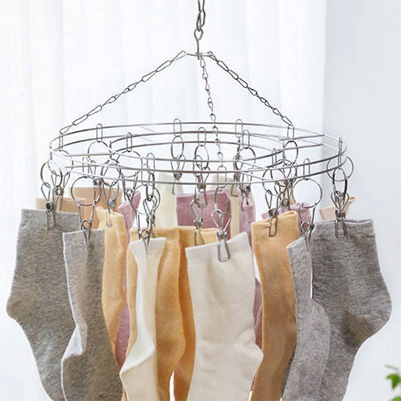 Household 20 Clip Stainless Steel Windproof Hanger Underwear And Socks Clip