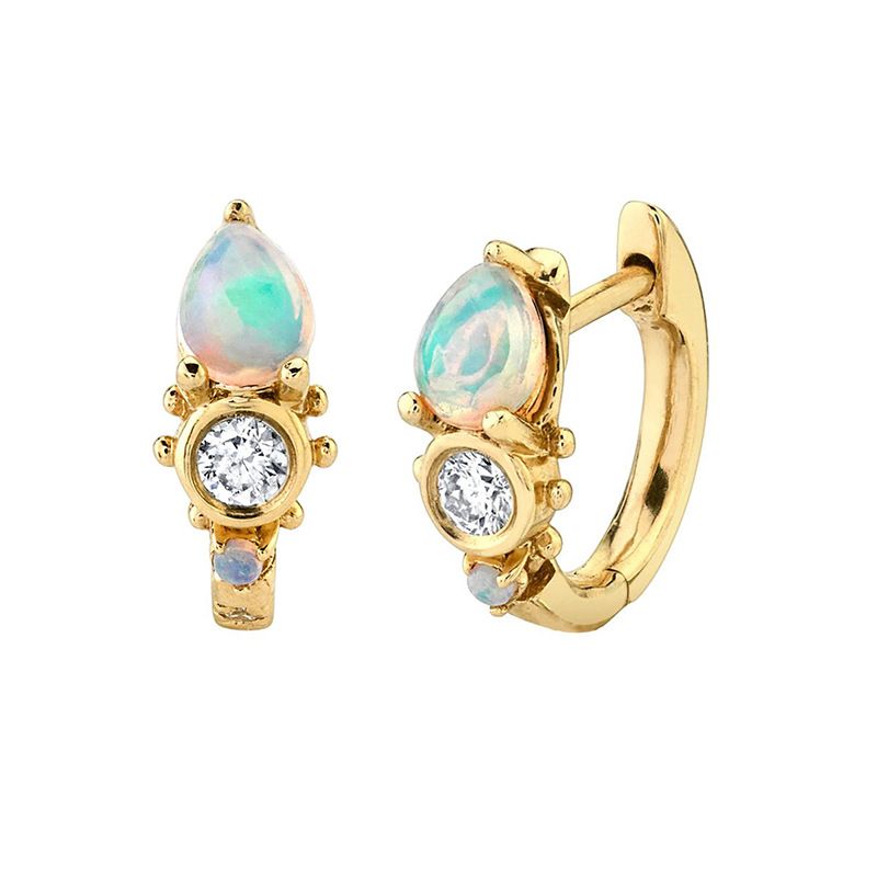 Ohrringe Tropfen Förmige Opal Ohrringe Diamanten Ohrringe