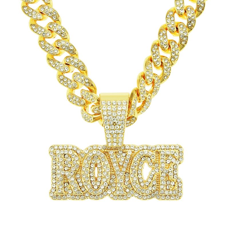 Personality Full Diamond Three-dimensional Letter Cuban Chain Alloy Necklace