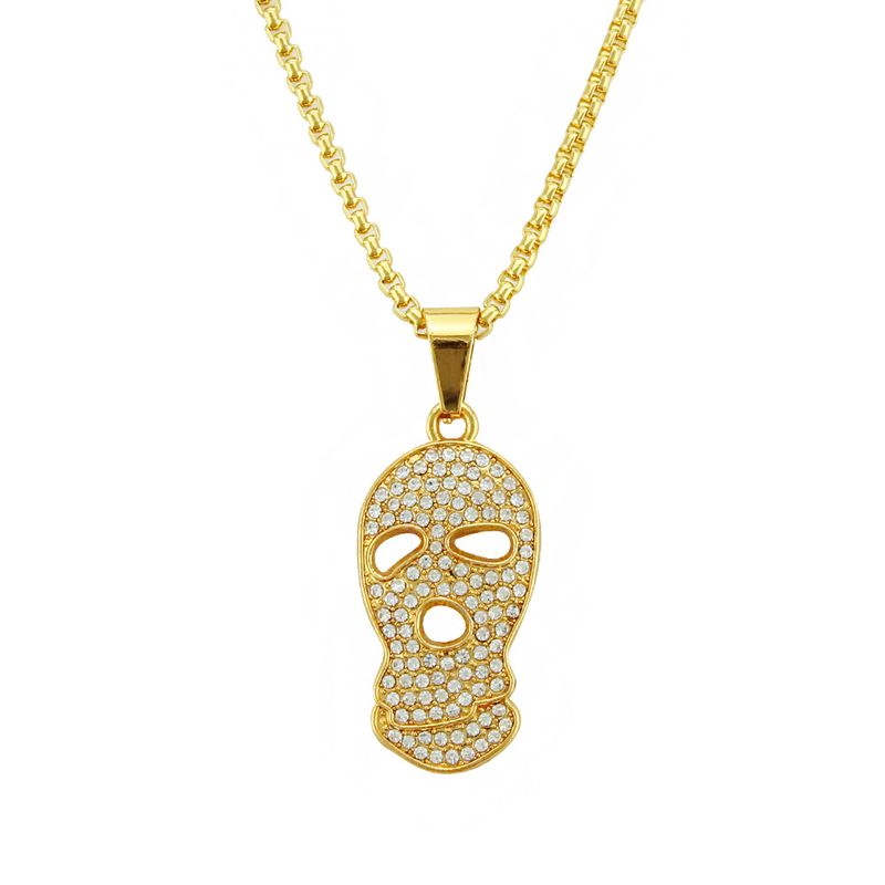 Fashion Diamond Hip Hop Pendant Necklace Men's Gold-plated Skull Hiphop Pendant Necklace