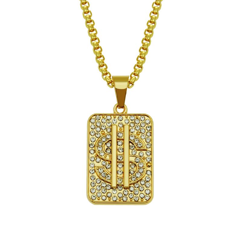 Fashion Diamond-studded Dollar Shape Pendant Alloy Necklace