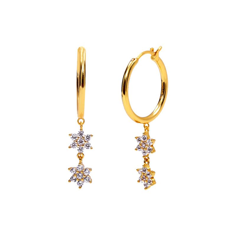 Europe And America Diamond Star Earrings Female Fashion Star Copper Earrings Wholesale