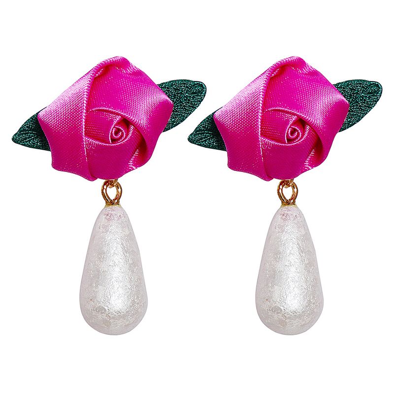 Pendientes De Perlas De Gota De Agua De Rosas Simples De Moda Retro