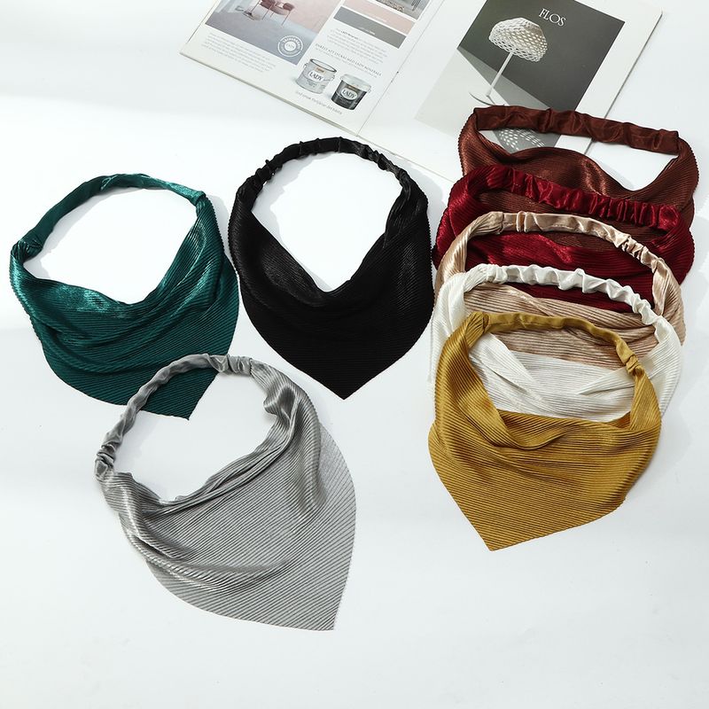 New Solid Color Chiffon Triangle Scarf Headband Simple Elastic Band Headscarf Headwear