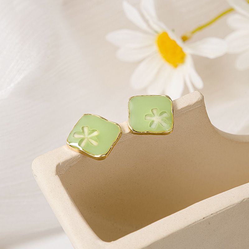 Geometry Square Trendy Stud Earrings Ear Jewelry Flower Creative Stud Earrings Female