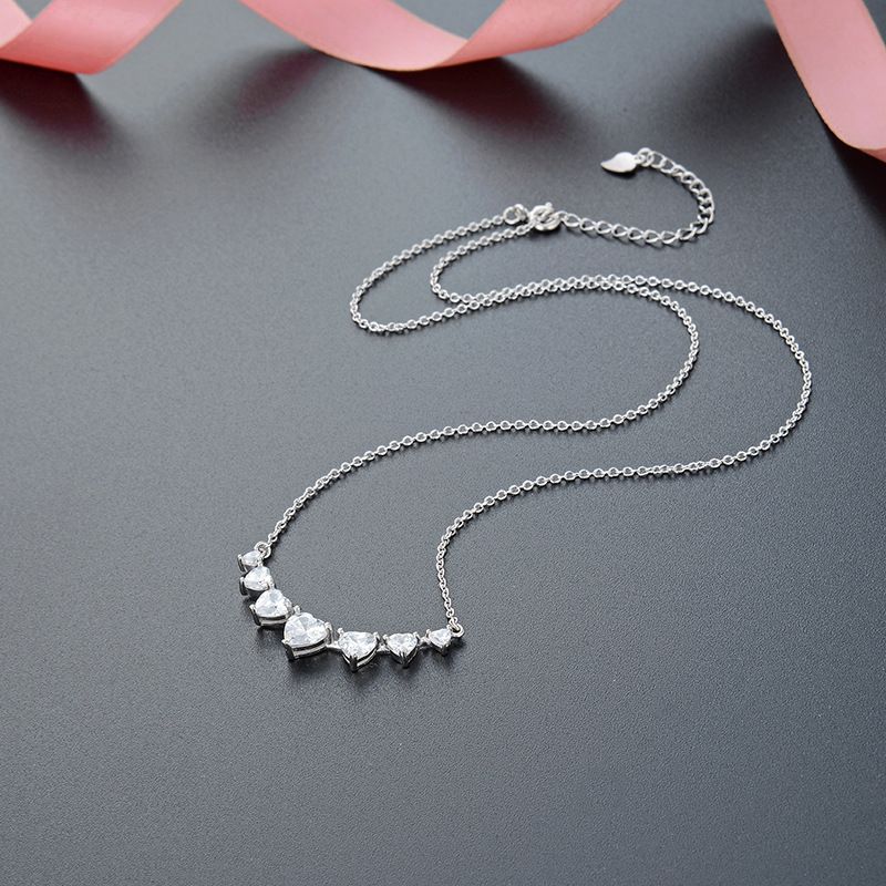 S925 Sterling Silver Female Fashion Diamond Clavicle Zircon Pendant Necklace