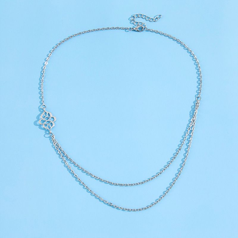 Simple Fashion Female Hollow Auspicious Double-layer Clavicle Chain Necklace