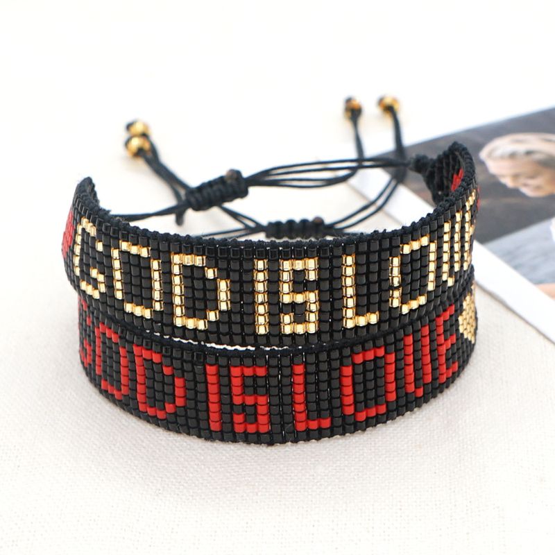 Punk Style Jewelry Hand-woven Letters Stacking Bracelet