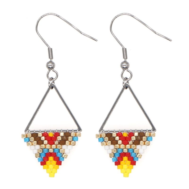 Bohemian Ethnic Style Miyuki Rice Bead Triangle Earrings