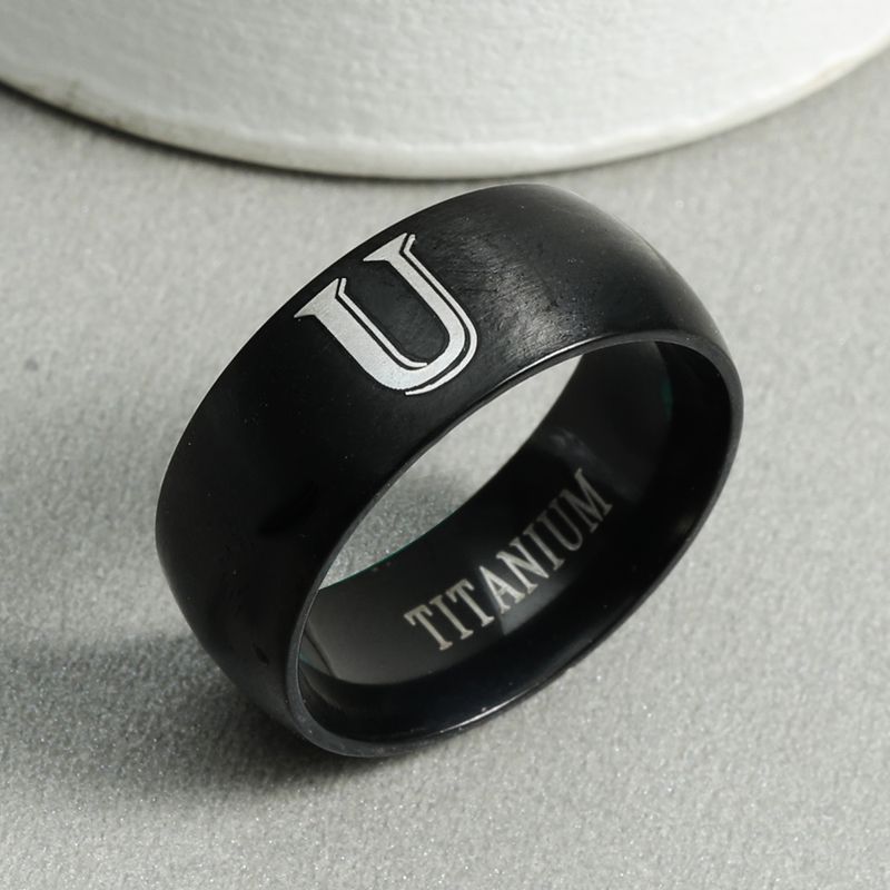 Wholesale Men's Titanium Steel Letter U Ring