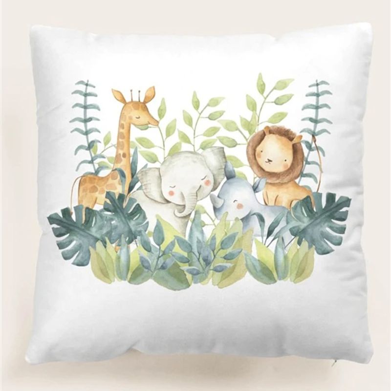 Cute Animal Print Peach Skin Pillowcase