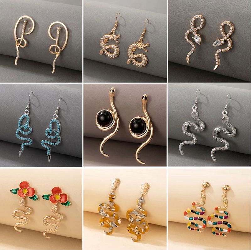 European And American Exaggerated Snake-shaped Earrings
