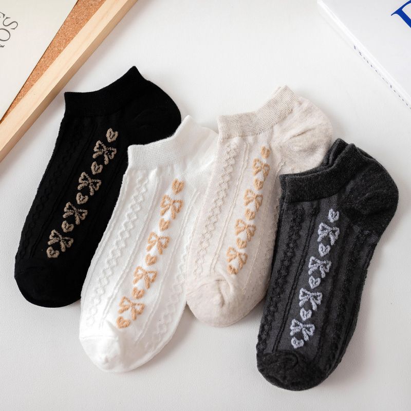 Korean Heart Bow Socks Breathable Cotton Socks