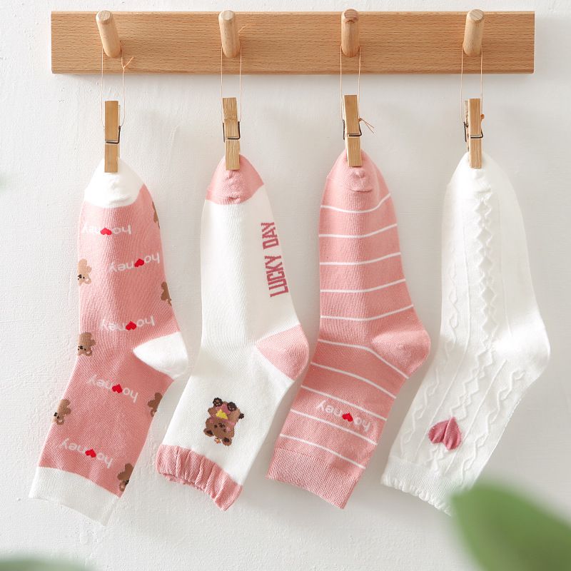 Calcetines De Mujer Marea Corea Lindo Rosa Medias Amor Calcetines De Tubo