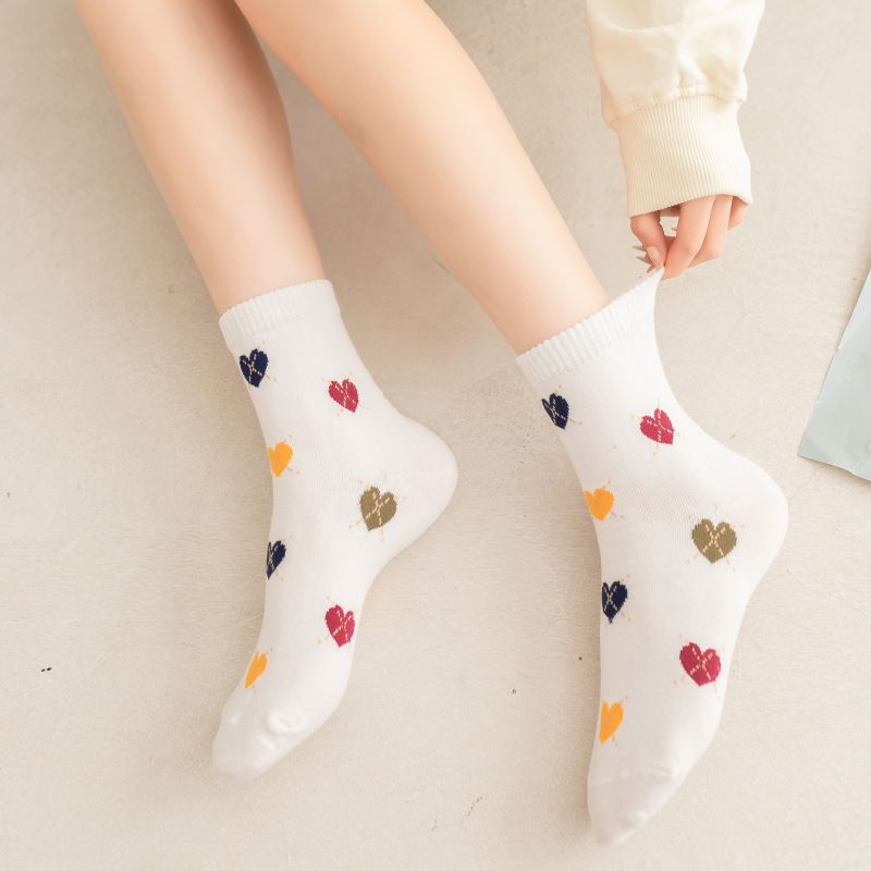 Lange Socken Herz Muster Niedliche Röhren Socken Koreanische Socken Frühling Und Sommer