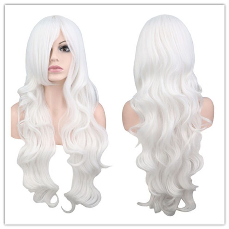Cos Wig Milky White 80cm Curly Hair Anime Wig Wholesale