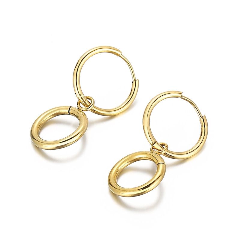 Fashion Geometric Plating Titanium Steel 18K Gold Plated Earrings