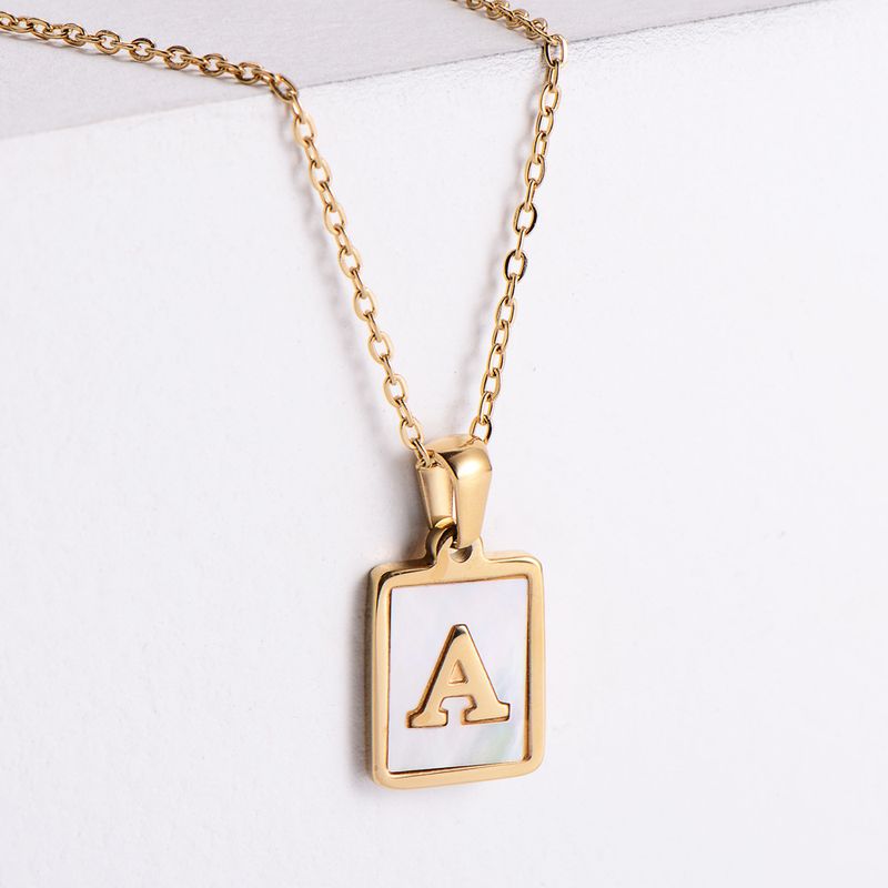 Edelstahl 304 18 Karat Vergoldet Einfacher Stil Überzug Brief Hülse Halskette Mit Anhänger