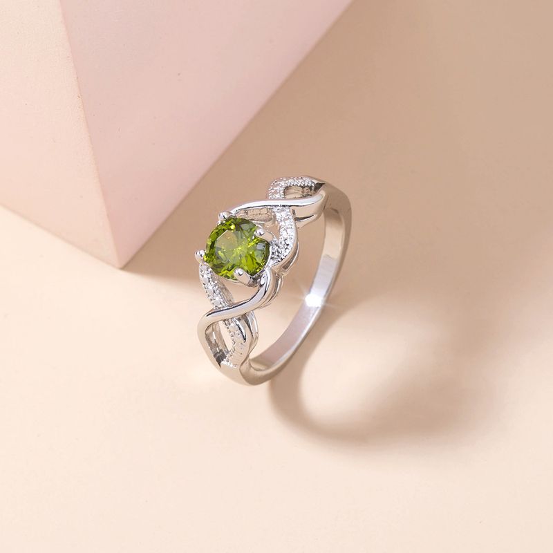 Bague En Cuivre De Gros Bijou Vert Olive De Style Rétro Européen Et Américain En Gros