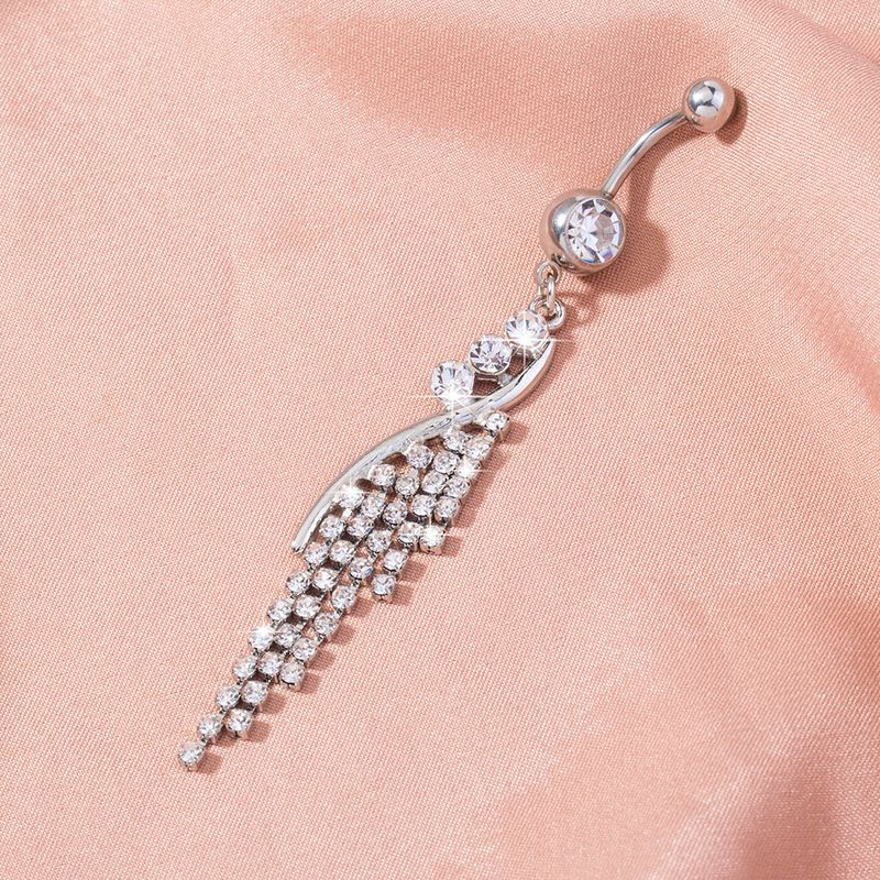 Hot Selling Umbilical Nail Temperament Retro Tassel Belly Button Ring Simple Zircon Belly Button Nail Piercing Jewelry
