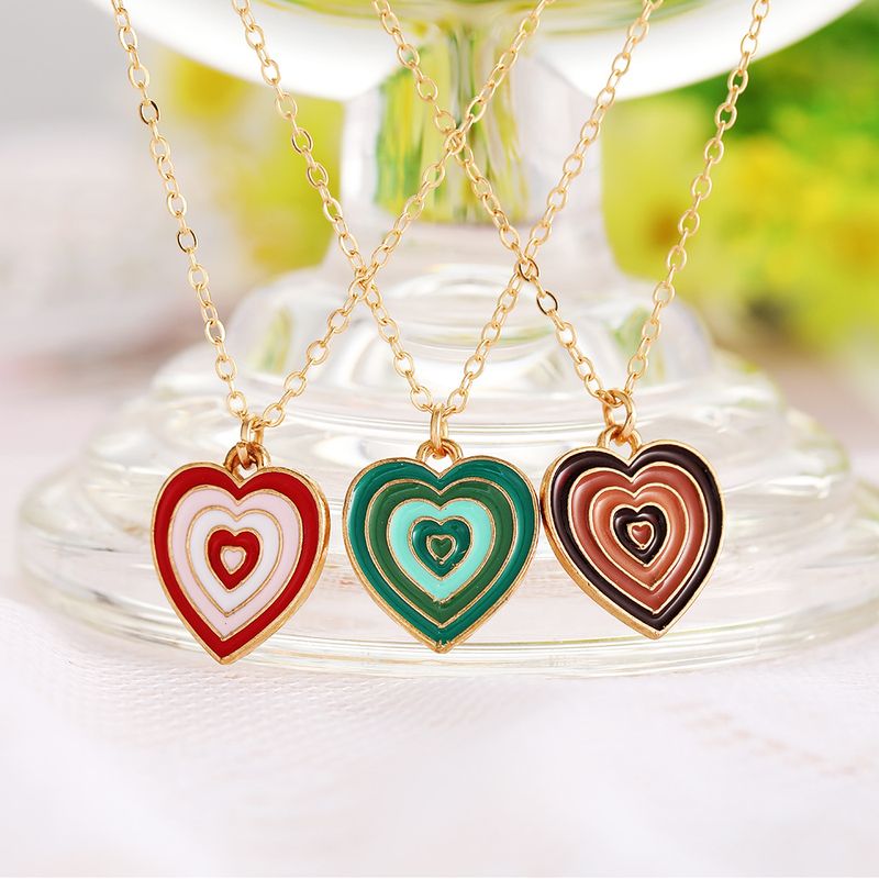 Cross-border New Creative Niche Colorful Jewelry Multi-layer Dripping Heart Necklace