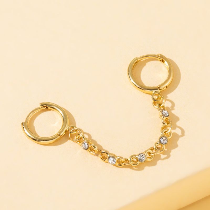 New Retro Creative Tassel Copper Earrings Personality Simple Diamond-studded Hollow Tassel Copper Earrings