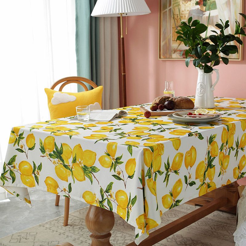 Cloth Dad Ins Style Lemon Printing Waterproof And Oil-proof Rectangular Tablecloth Coffee Table Placemat Kindergarten Tablecloth Cover