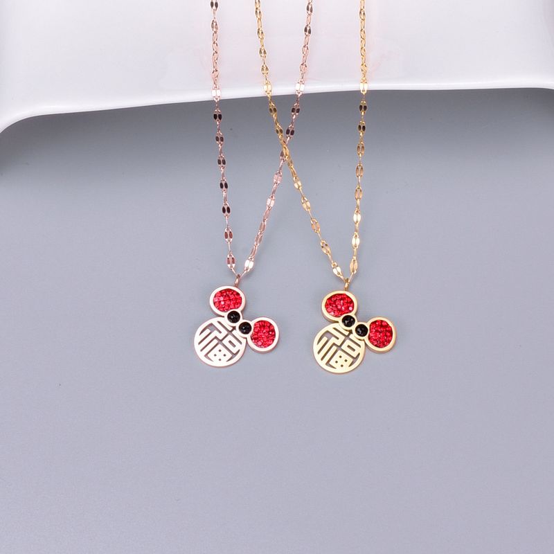 L41 Year Of The Rat Opportunity Knocks Zodiac Rat Necklace Titanium Steel Clavicle Chain Fashion Little Mouse Pendant Natal Year Gift