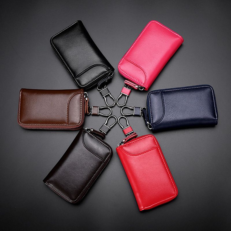 Large-capacity Zipper Car Key Case Waist Leather Card Case Multifunctional Fashion Key Chain