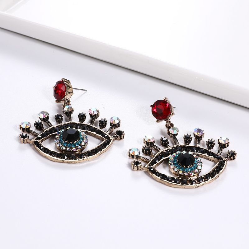 New European And American Famous Retro Personality Baroque Full Diamond Big Eyes Ear Studs   Hot Selling Earrings