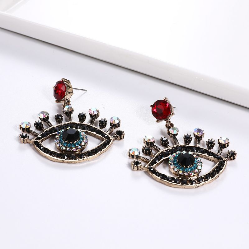 Nouvelle Européen Et Américain Célèbre Rétro Personnalité Baroque Plein Diamant Grands Yeux Oreille Goujons  Souhaite Vente Chaude Boucles D'oreilles