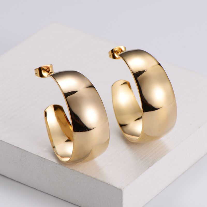 Simple Style Geometric Polishing Stainless Steel No Inlaid 18K Gold Plated Earrings