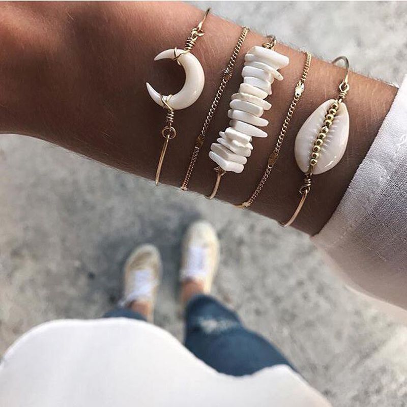 2021 New Jewelry Fashion Creative Alloy Horn Shell Five-piece Bracelet Bracelet