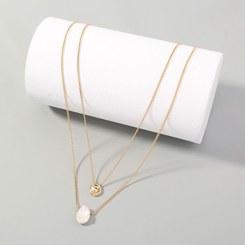 European And American Geometric Double-layer Pearl Necklace Wholesale