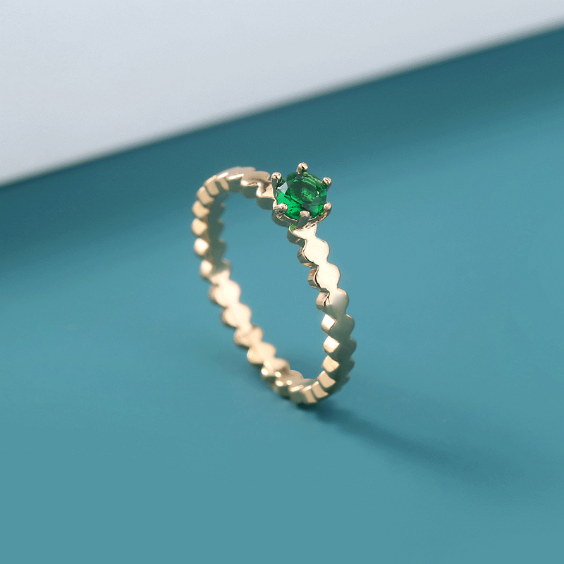 Shiny Multicolor Zircon Ring Niche Design Wild Simple Copper Ring