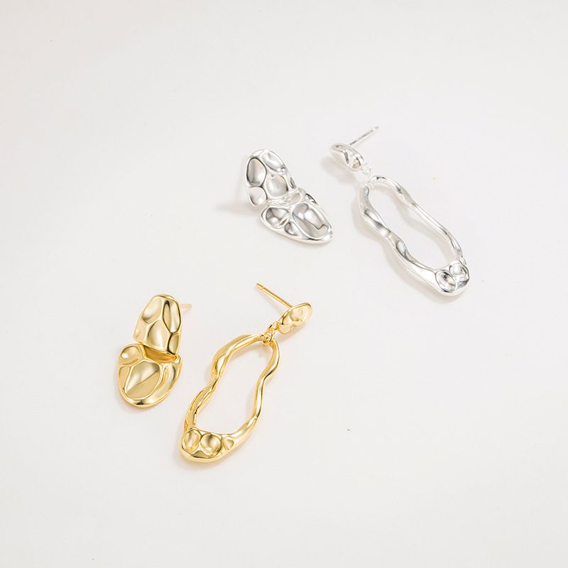S925 Sterling Silver French Asymmetric Geometric Earrings European And American Earrings