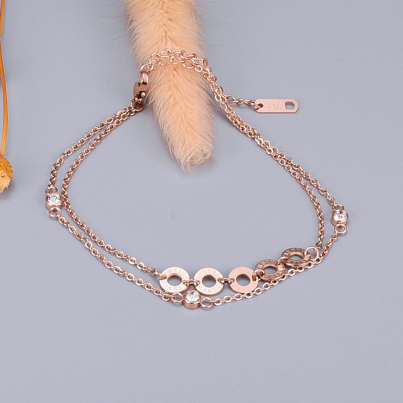 Wholesale Korean Style Double Layer Titanium Steel 18k Rose Gold Anklet