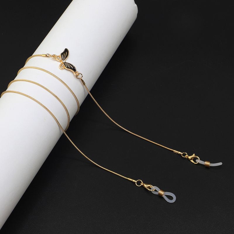 1.2mm Fashion Simple Golden Rhinestone Butterfly Snake Chain Sunglasses Chain