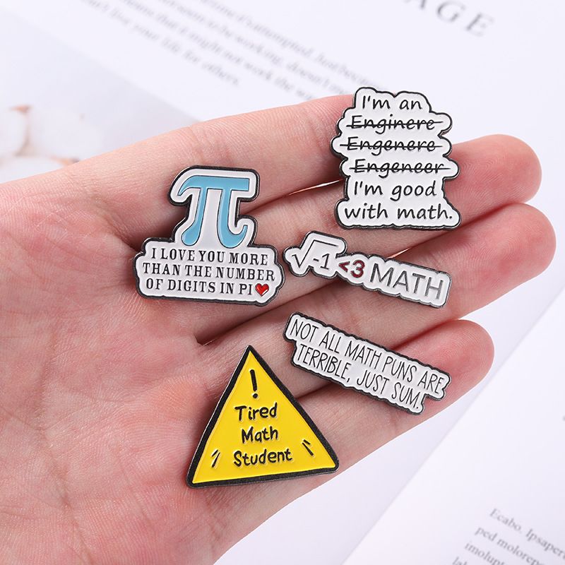 New Alloy Letter Series Brooch Creative Mathematics Shape Clothes Bag Paint Badge
