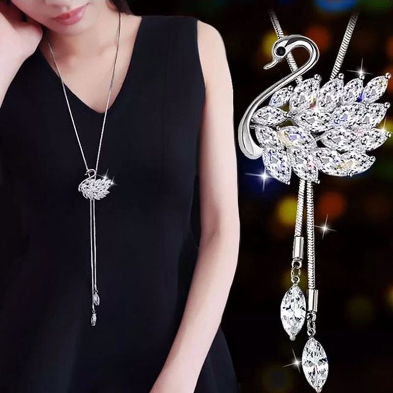 Korean New Fall Winter Fashion Long Swan Sweater Chain All-match Necklace Elegant Ornament Pendant Wholesale