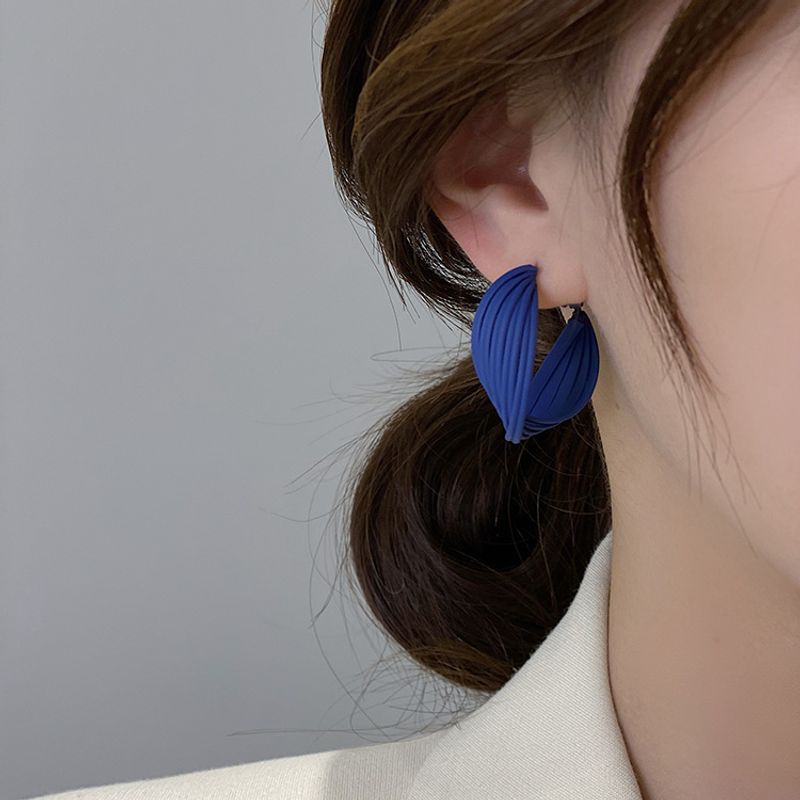 Korean Retro Blue Circle Earrings Autumn And Winter 2021 New Trendy Fashion Earrings